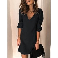 Full Size V-Neck Half Sleeve Dress