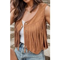 Fringe Snap Down Vest Coat