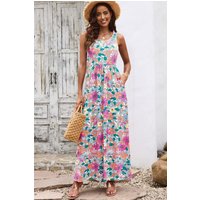 Round Neck Sleeveless Maxi Dress with Pockets