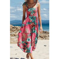 Floral Smocked Tie-Shoulder Tiered Dress