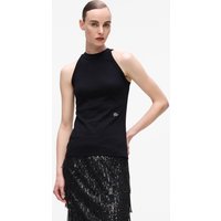 Karl Lagerfeld - Rhinestone Halter-neck Top, Woman, Black, Size: Xs