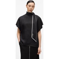 Karl Lagerfeld - Linen Blend Pipelined Blouse, Woman, Black, Size:
