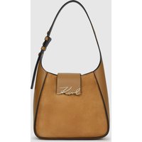 Karl Lagerfeld - Ksignature Suede Hobo Bag, Woman, Brown, Size: One Size