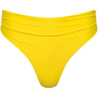 Capri Ruched High Waist Thong Bikini Bottom Yellow