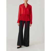 Covered Button Tie Front Blouse