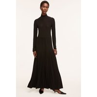 Pleated Knit Mock Neck Dress
