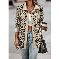 Womens Shacket Jacket Casual Leopard Print Cardigans Coat Oversized Button Down Long Sleeve Shirt Fashion Outfits