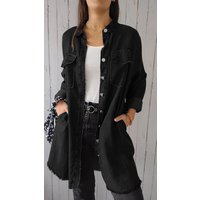 Faux Denim Comfortable Long Coat Shirt