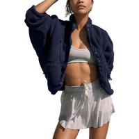 Women's Fuzzy Sherpa Fleece Jacket Winter Spring Coat Warm Button-Down Nurse Outfit for Fall & Daily Wear