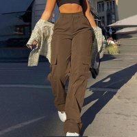 Women's Basic Minimalist Plain Button Front Pocket Cargo Pants, Fashion YK Clothes Women, Comfort Casual Street High Waist Wide Leg Trousers For Spring & Fall, Summer Pants, Ladies' Bottoms For Daily Wear, Womenswear, Preppy s Clothes