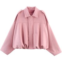 Women's Faux Suede Bomber Jacket Spring Lapel Pilot Coat Casual Oversized Long Sleeves Trendy Streetwear Outerwear