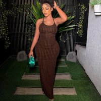 Women's Solid Backless Frill Trim Cami Dress, Fashion Casual Tie Back Sleeveless Bodycon Maxi Spaghetti Strap Dress for Party Club Dating Wear, Ladies Summer Clothes, Dresses for Women, Summer Dresses, Womenswear, Vacation Dresses, Cocktail Party Dresses