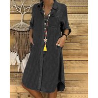 Stylish Casual Denim Shirt Dress with Comfortable Fit