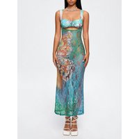 Cut-Out Lace Spaghetti Ombre Maxi Dress