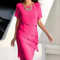Elena Midi Dress Woman Elegant Chiffon Dress with Tiered Design & Refined Details
