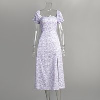 One-shoulder floral long dress summer new sexy slit slim temperament long skirt