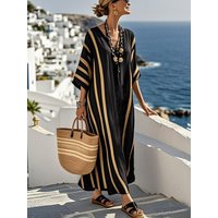 Women's Boho Linen Maxi Dress Oversized Kaftan Beach Cover Up Vacation Resort Dress