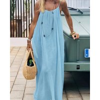 Backless Adjustable Strap Maxi Dress Loose Fit Cami Dress