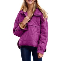 Womens Oversized Hooded Puffer Jacket Lightweight Pullover Hoodies Quilted Dolman Long Sleeve Warm Winter Coat