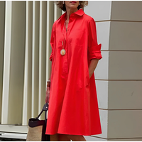 Classic Elegance Flowy Button Shirt Dress for Women