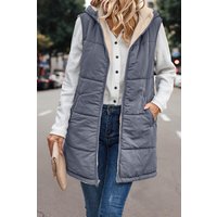PrettyGarden Women's Warm Reversible Vests Sleeveless Fleece Basic Jacket Zip Up Coat Long Outerwear With Pockets And Hoodie Casual Outfit#Hoodieing