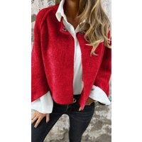 Women's Round Neck Woolen Long Sleeve Coat