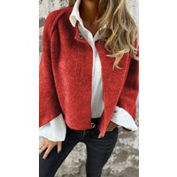 Women's Round Neck Woolen Long Sleeve Coat