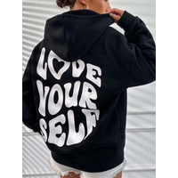 Oversized “Love Yourself” Positive Message Hoodie