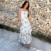 Women's Floral Peony Dress in Blue, Size , % Cotton by Never Fully Dressed