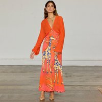 Women's Giraffe Emma Dress in Orange, Size , % Cotton by Never Fully Dressed