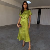 Women's Lime Safari Erin Dress in Green, Size by Never Fully Dressed