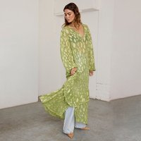 Women's Jacquard Harmony Dress in Green, Size , ViscoseMetallised Fibre by Never Fully Dressed