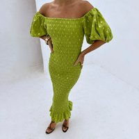 Women's Olive Jojo Dress with Fleck in Gold, Size Small, Viscose by Never Fully Dressed