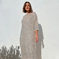Women's Sequin Jem Dress in Silver, Size SmallMedium by Never Fully Dressed