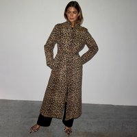 Women's Lucia Leopard Denim Coat Petite in Brown, Size , CottonElastane by Never Fully Dressed