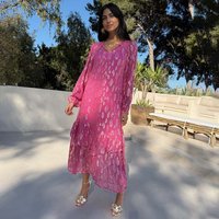 Women's Jacquard Harmony Dress in Pink, Size by Never Fully Dressed