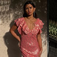 Women's Jacquard Tilda Dress in Pink, Size by Never Fully Dressed