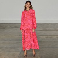 Women's Valentine Animal Olive Dress Petite in Pink, Size , Viscose by Never Fully Dressed