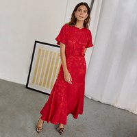 Women's Kissed by NFD Erin Dress Petite in Red, Size , Viscose by Never Fully Dressed