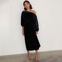 Women's Long Sleeved Velvet Tilly Dress Petite in Black, Size by Never Fully Dressed