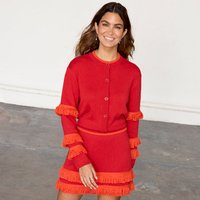 Women's Fringe Holly Cardigan in Red, Size by Never Fully Dressed