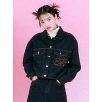 Womens Flory Stitch Denim Jacket Indigo