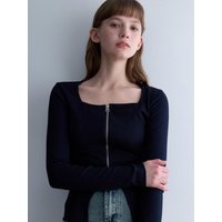 Square Zipper Cardigan - Navy VW