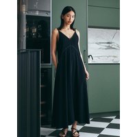 Stitch Line Flare Maxi Dress Navy