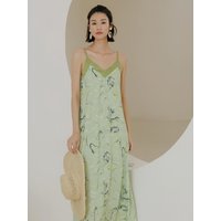 V Neck Green Ink Dress