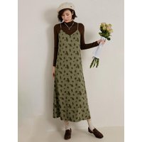 V Neck Floral Strap Dress