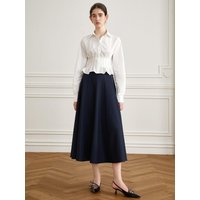 A-line Navy Long Skirt