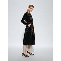 Striped Cotton Blend Shirt Dress [Umber]