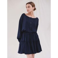 Pintuck Tiered Dress Navy