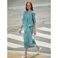 LETE ROBE Drape Linen Dress